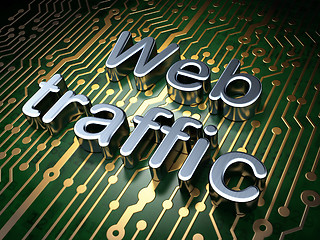 Image showing SEO web development concept: Web Traffic on circuit board background