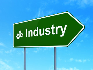 Image showing Finance concept: Industry and Gears on road sign background