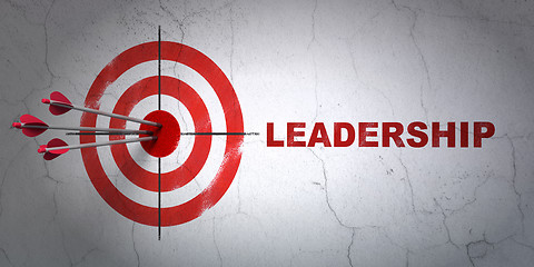 Image showing Business concept: target and Leadership on wall background