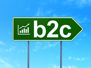 Image showing Business concept: B2c and Growth Graph on road sign background