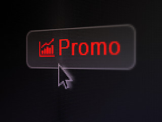 Image showing Marketing concept: Promo and Growth Graph on digital button background