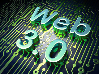 Image showing SEO web design concept: Web 3.0 on circuit board background