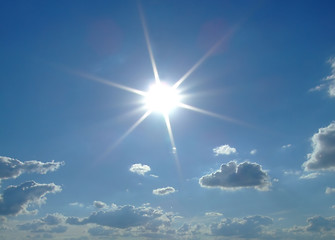 Image showing sky background. sky, sun and clouds background.