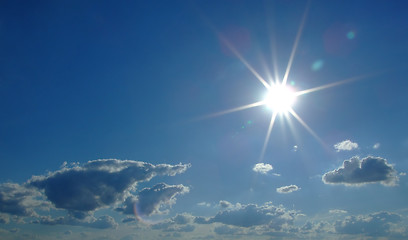 Image showing sky background. sky, sun and clouds background 2