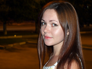 Image showing portrait of a beautiful young girl at night