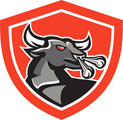 Image showing Angry Bull Head Shield Retro