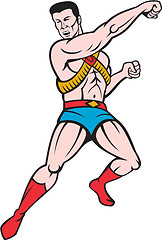 Image showing Superhero Punching Cartoon