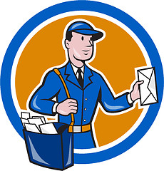 Image showing Mailman Postman Delivery Worker Circle Cartoon