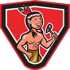 Image showing Native American Holding Tomahawk Cartoon