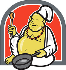 Image showing Fat Happy Buddha Chef Cook Cartoon