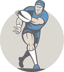 Image showing Rugby Player Running Ball Isolated Cartoon