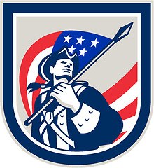 Image showing American Patriot Holding USA Flag Look Up Crest