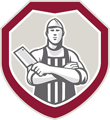 Image showing Butcher With Meat Cleaver Shield Retro