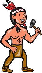 Image showing Native American Holding Tomahawk Cartoon