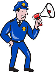 Image showing Policeman Shouting Bullhorn Isolated Cartoon