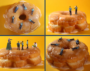 Image showing Police Officers in Conceptual Food Imagery With Doughnuts