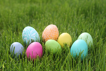 Image showing Colorful Easter Eggs Still Life With Natural Light