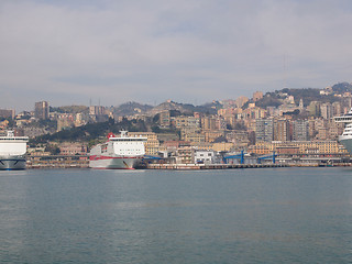 Image showing View of Genoa Italy from the sea