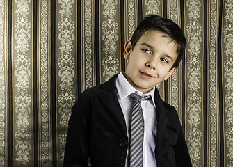 Image showing Boy in vintage suit