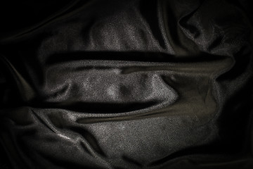 Image showing Shiny black satin fabric