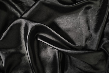 Image showing Shiny black satin fabric