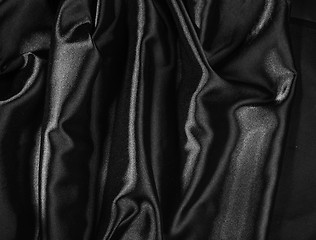 Image showing Shiny black satin fabric