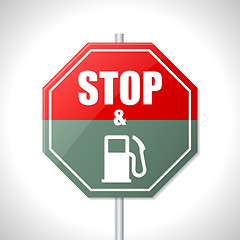 Image showing Stop and fuel sign