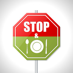 Image showing Stop and eat sign