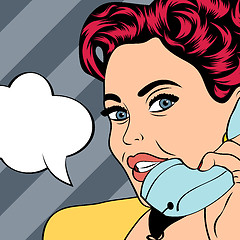 Image showing woman chatting on the phone, pop art illustration