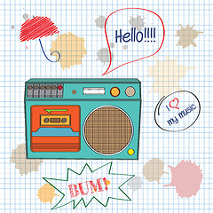 Image showing musical background with retro boom-box