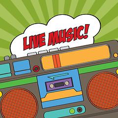 Image showing musical background with retro boom-box