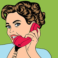 Image showing woman chatting on the phone, pop art illustration