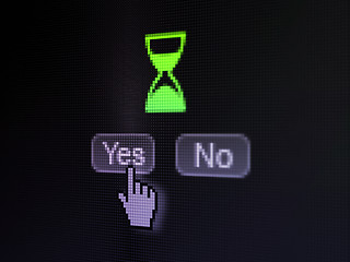 Image showing Timeline concept: Hourglass on digital computer screen