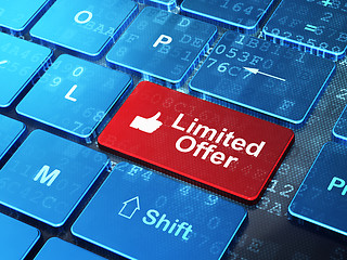 Image showing Business concept: Thumb Up and Limited Offer on computer keyboard background