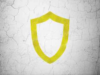 Image showing Security concept: Contoured Shield on wall background