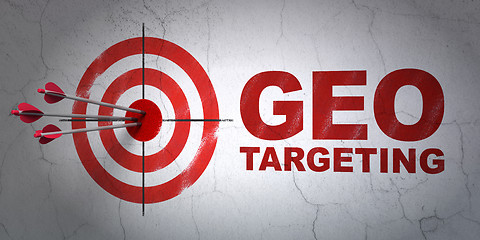 Image showing Business concept: target and Geo Targeting on wall background