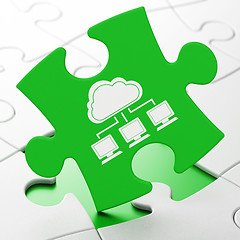 Image showing Cloud technology concept: Cloud Network on puzzle background