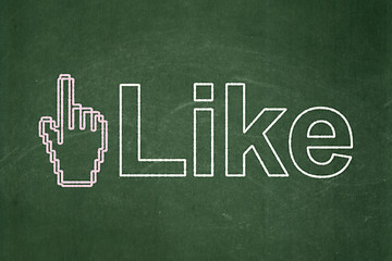 Image showing Social network concept: Mouse Cursor and Like on chalkboard background