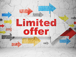 Image showing Business concept: arrow with Limited Offer on grunge wall background