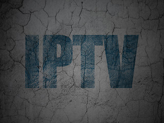 Image showing Web design concept: IPTV on grunge wall background