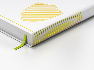 Image showing Privacy concept: closed book, Shield on white background