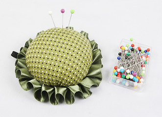 Image showing Pin cushion and pins