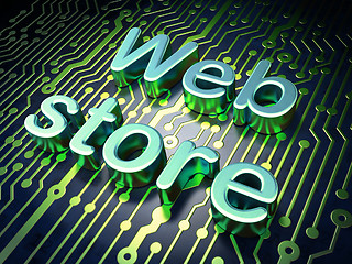 Image showing SEO web development concept: Web Store on circuit board background