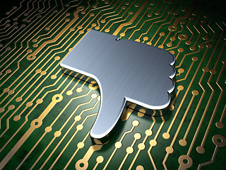 Image showing Social media concept: Thumb Down on circuit board background