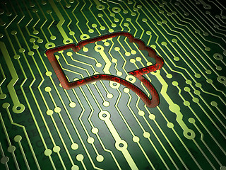 Image showing Social network concept: Thumb Down on circuit board background