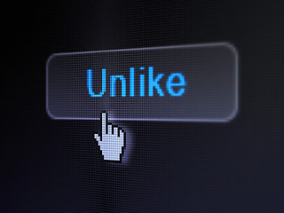 Image showing Social network concept: Unlike on digital button background