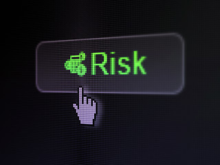 Image showing Business concept: Risk and Calculator on digital button background