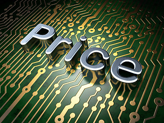 Image showing Advertising concept: Price on circuit board background