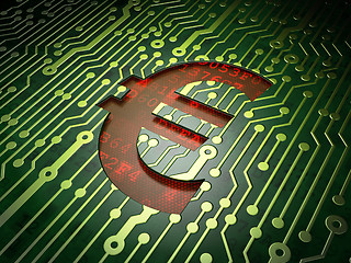 Image showing Currency concept: Euro on circuit board background