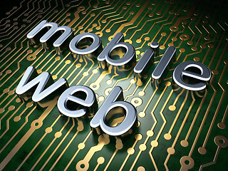 Image showing SEO web development concept: Mobile Web on circuit board background